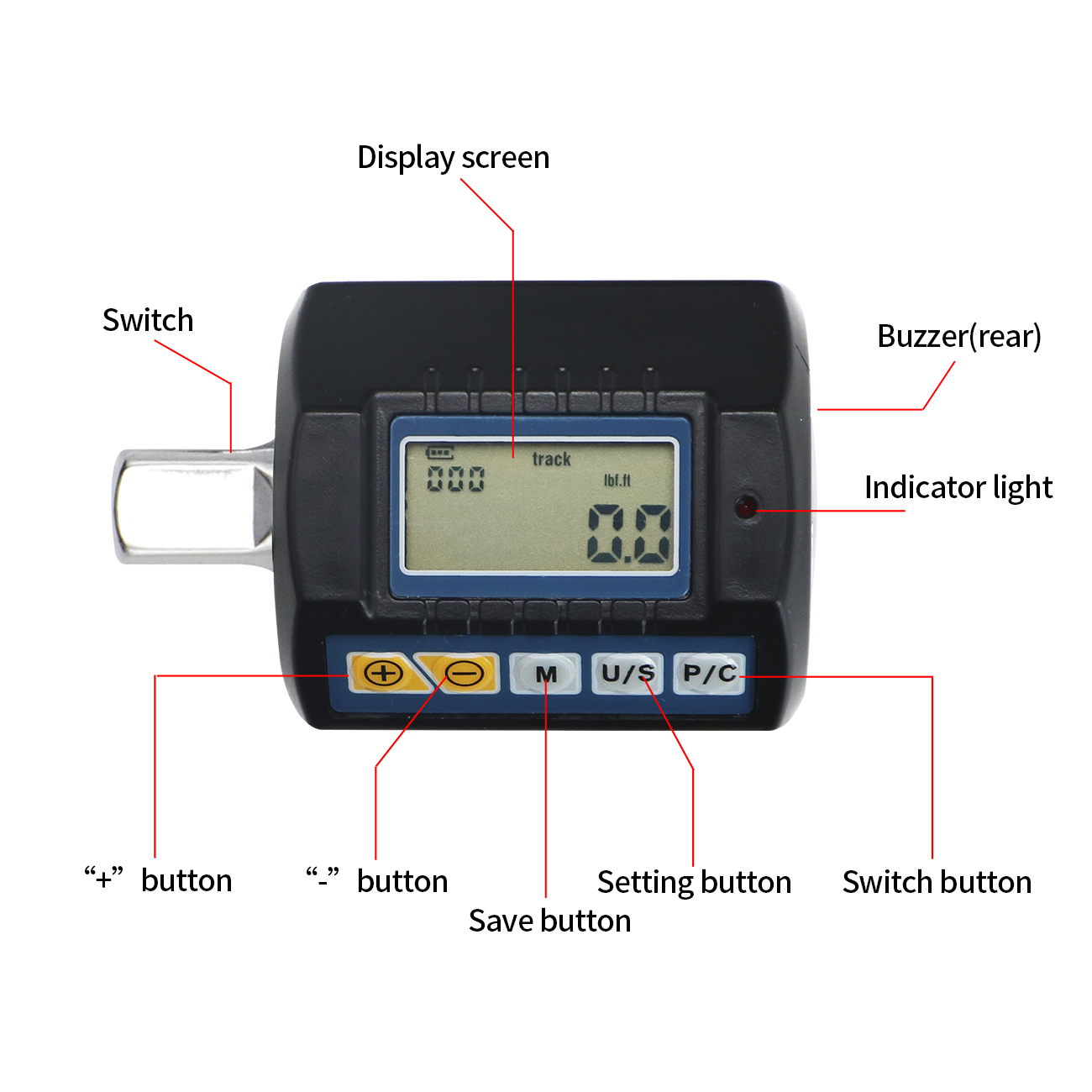 SHAHE Digital Torque Adapter 1 - Electronic Torque Adapter 3/8 1/2 Digital ulasan dan harga