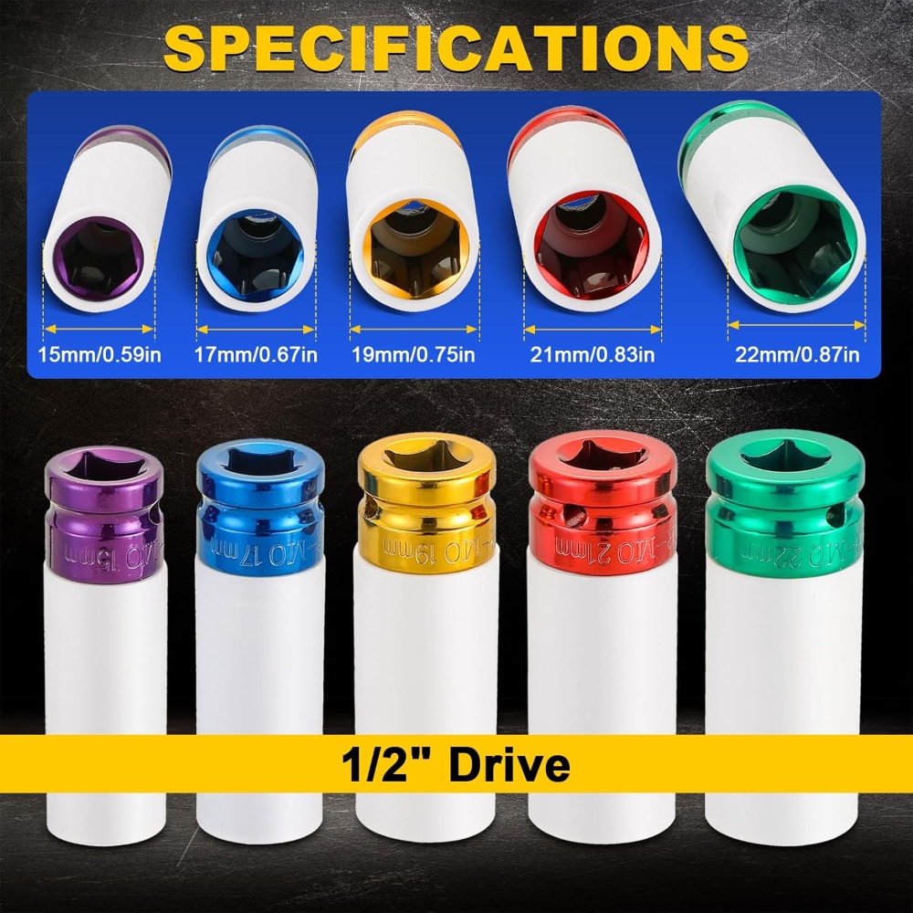 Lug Nut Impact Socket Kit 1/2  - Impact Socket Thin Wall Deep Metric Set ulasan dan harga